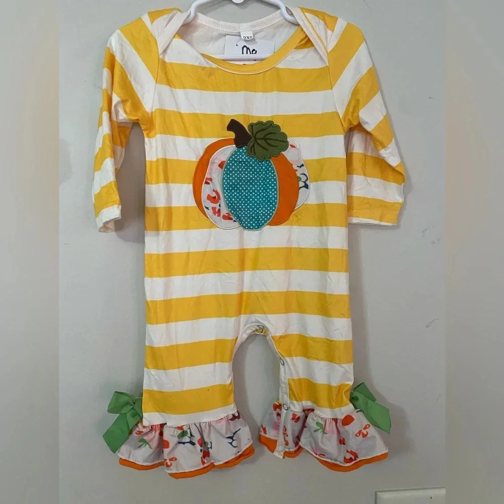 Striped Pumpkin Romper